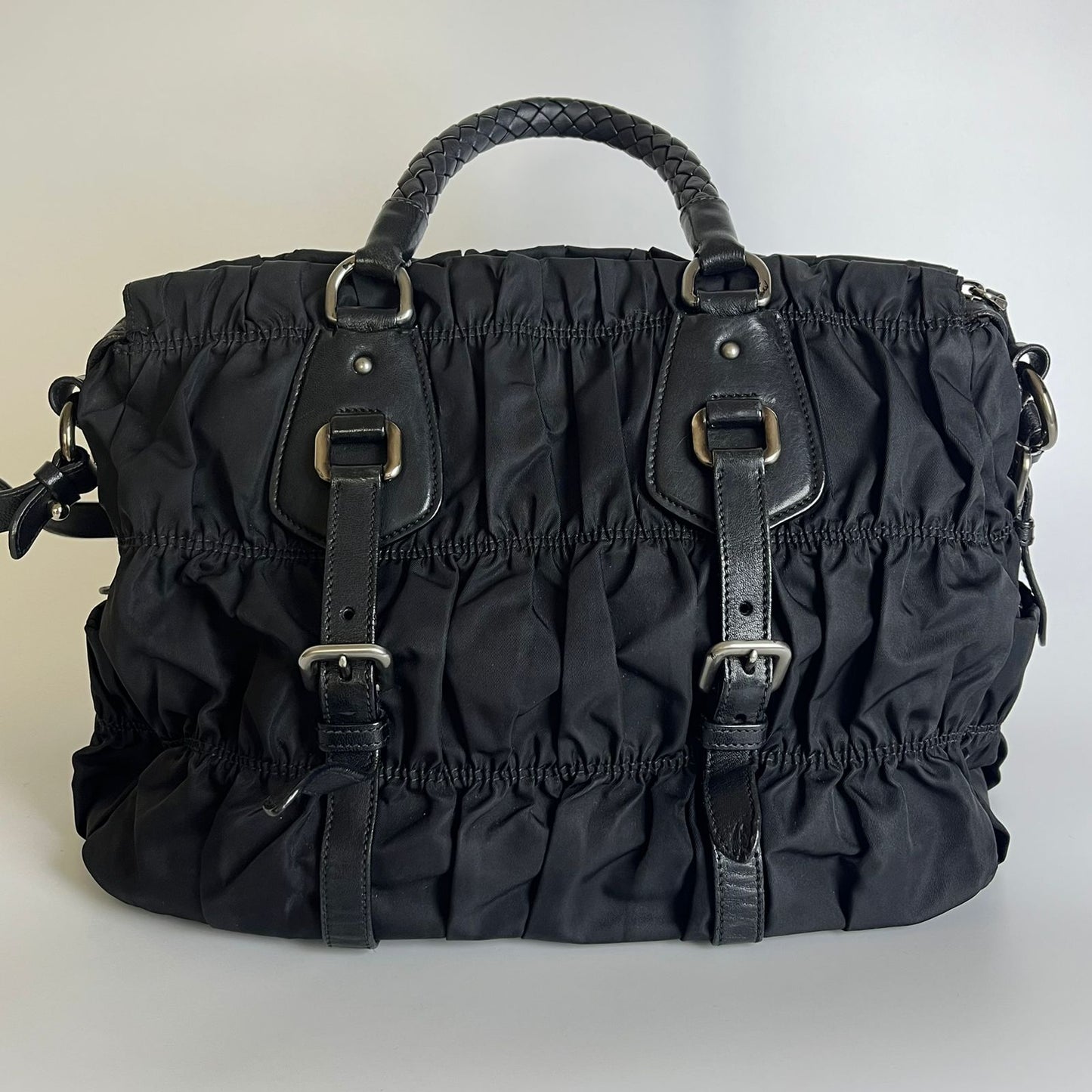 Prada Tessuto Nylon Braided Handle Black