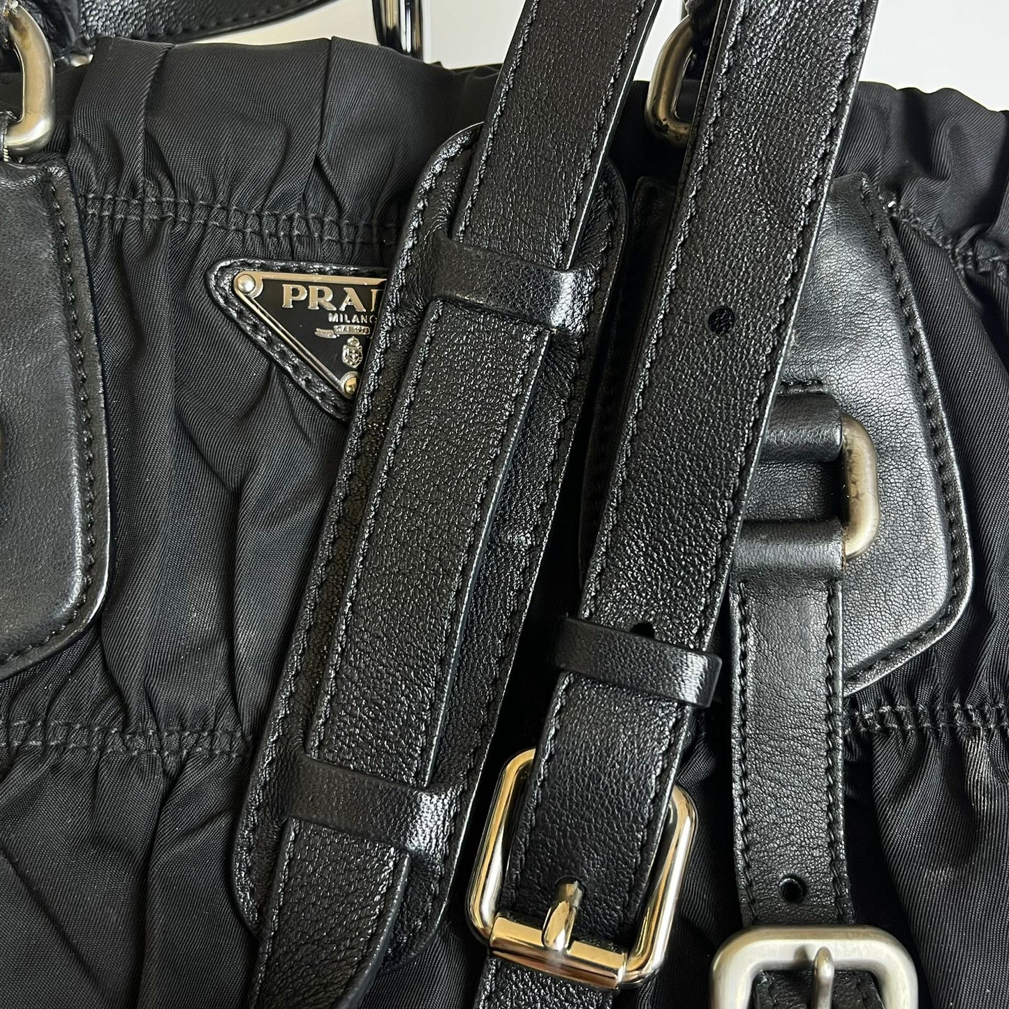 Prada Tessuto Nylon Braided Handle Black