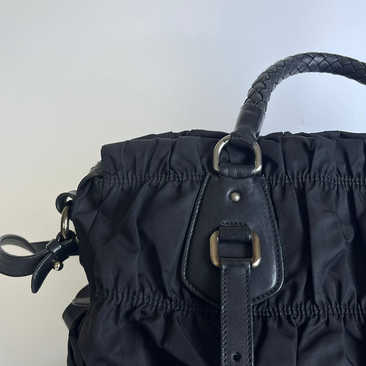 Prada Tessuto Nylon Braided Handle Black