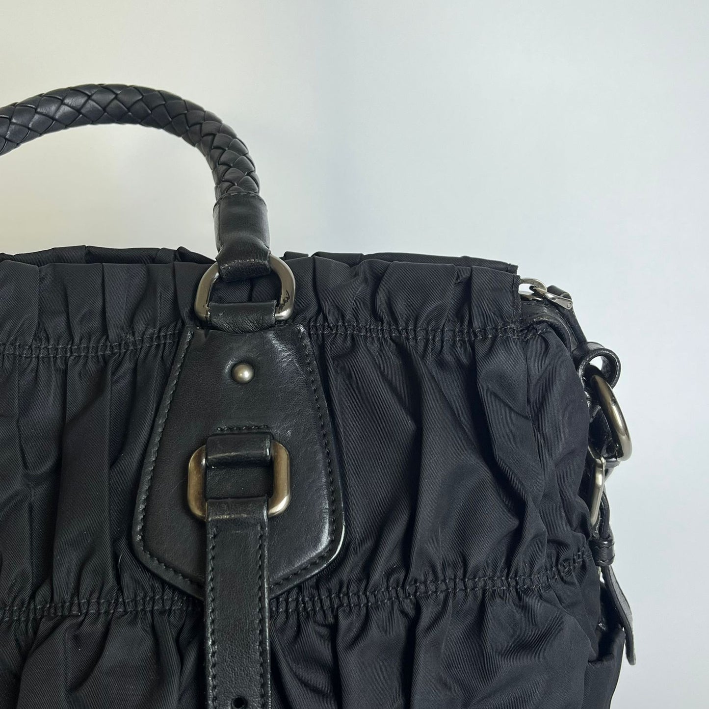 Prada Tessuto Nylon Braided Handle Black