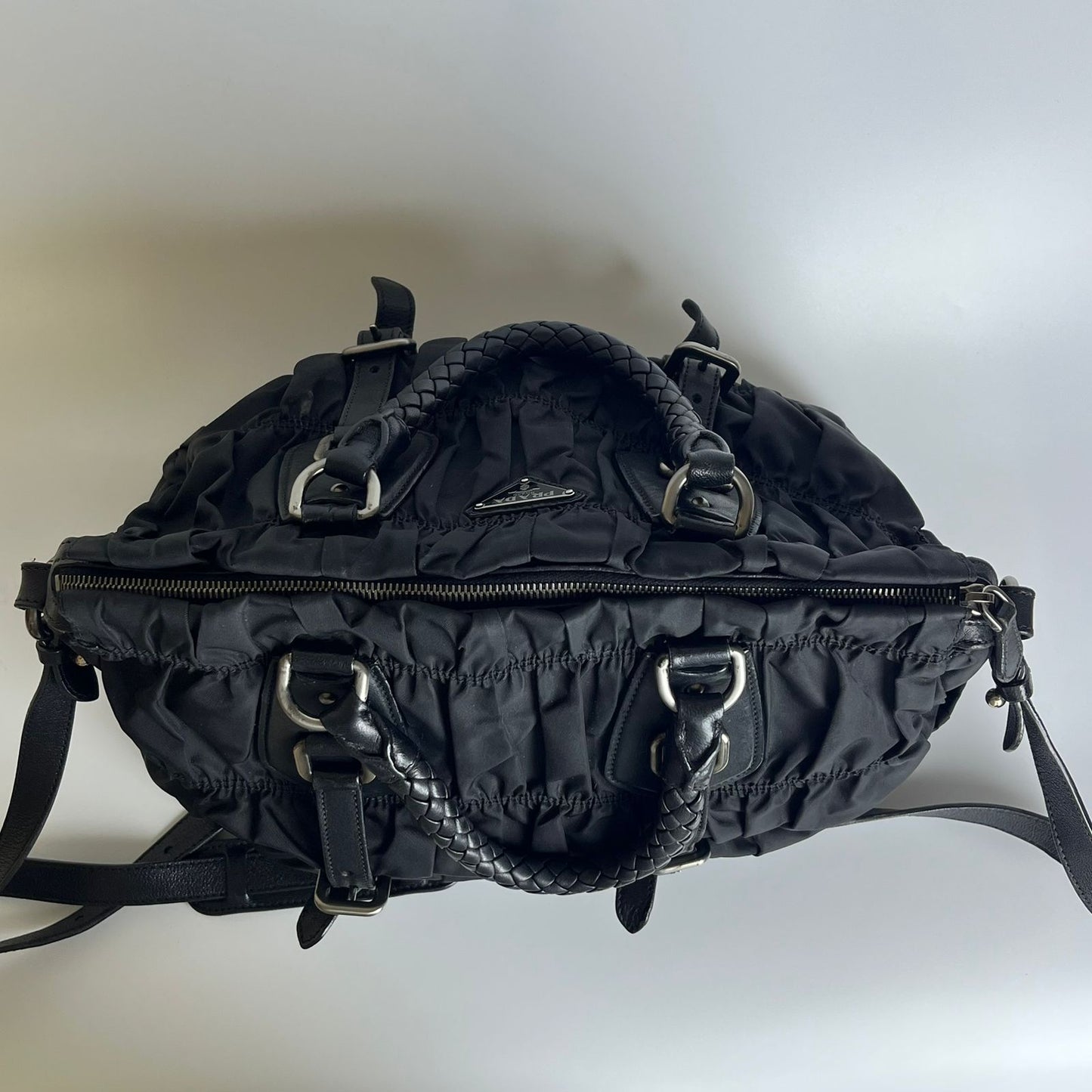 Prada Tessuto Nylon Braided Handle Black