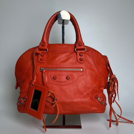 Balenciaga Classic Bowling Bag Red Orange