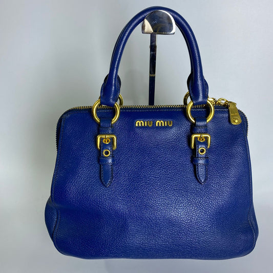 Miu Miu 	Madras Satchel Tote Blue