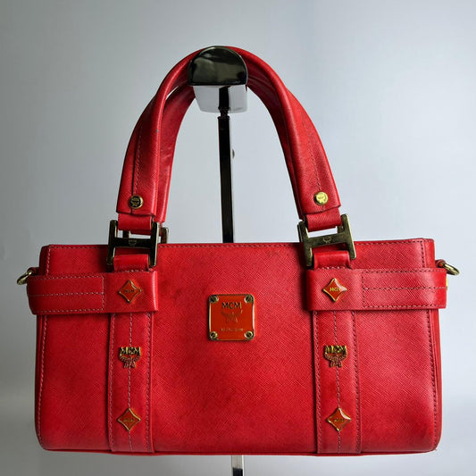 MCM Munchen Tote Bag Red