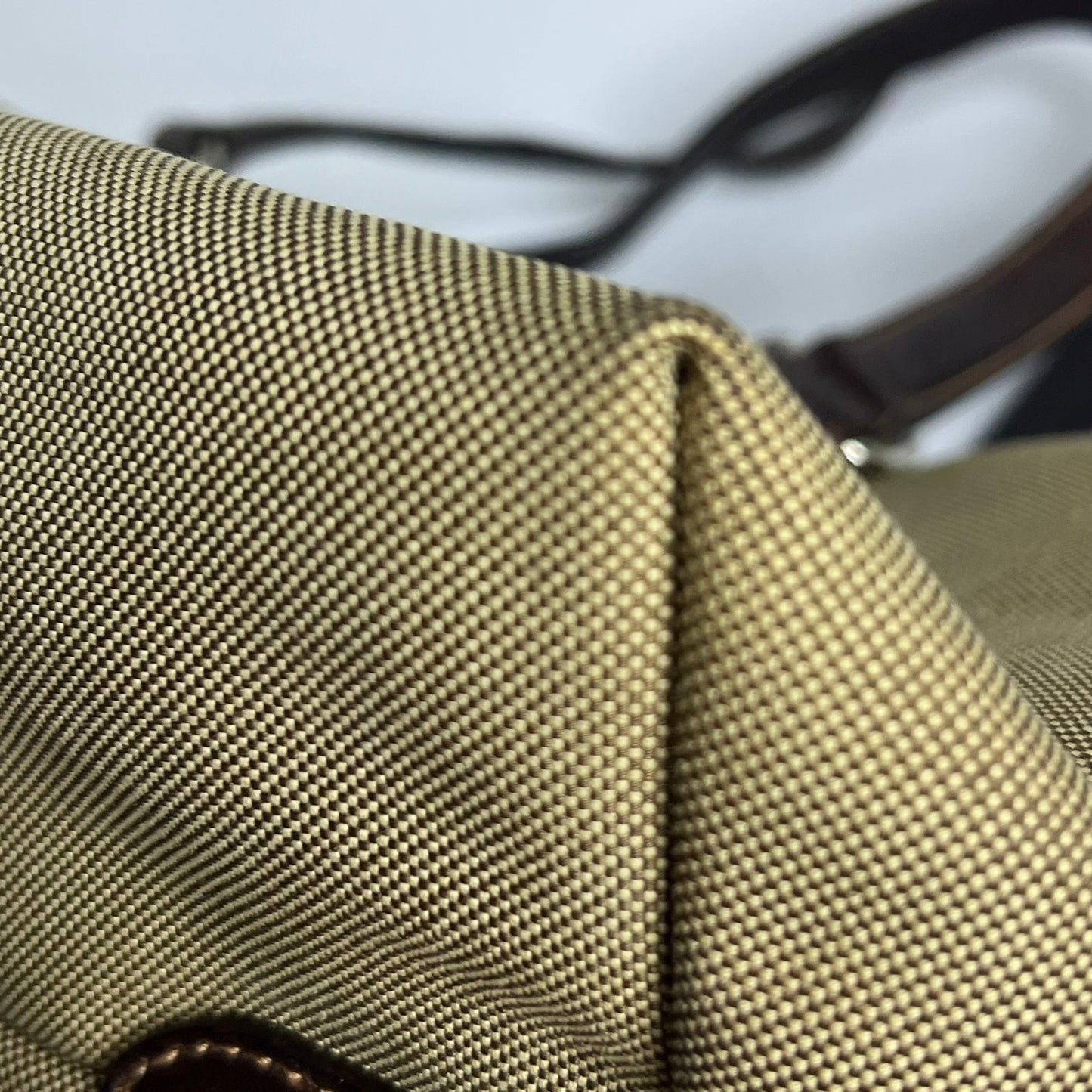 Prada Belted Boston Bag Beige (Brown Trim)