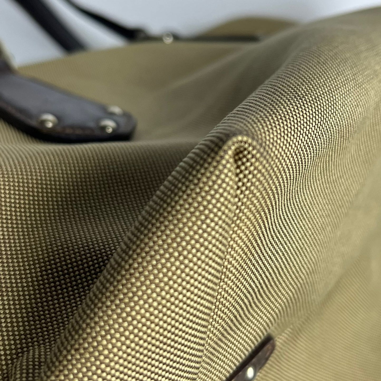 Prada Belted Boston Bag Beige (Brown Trim)