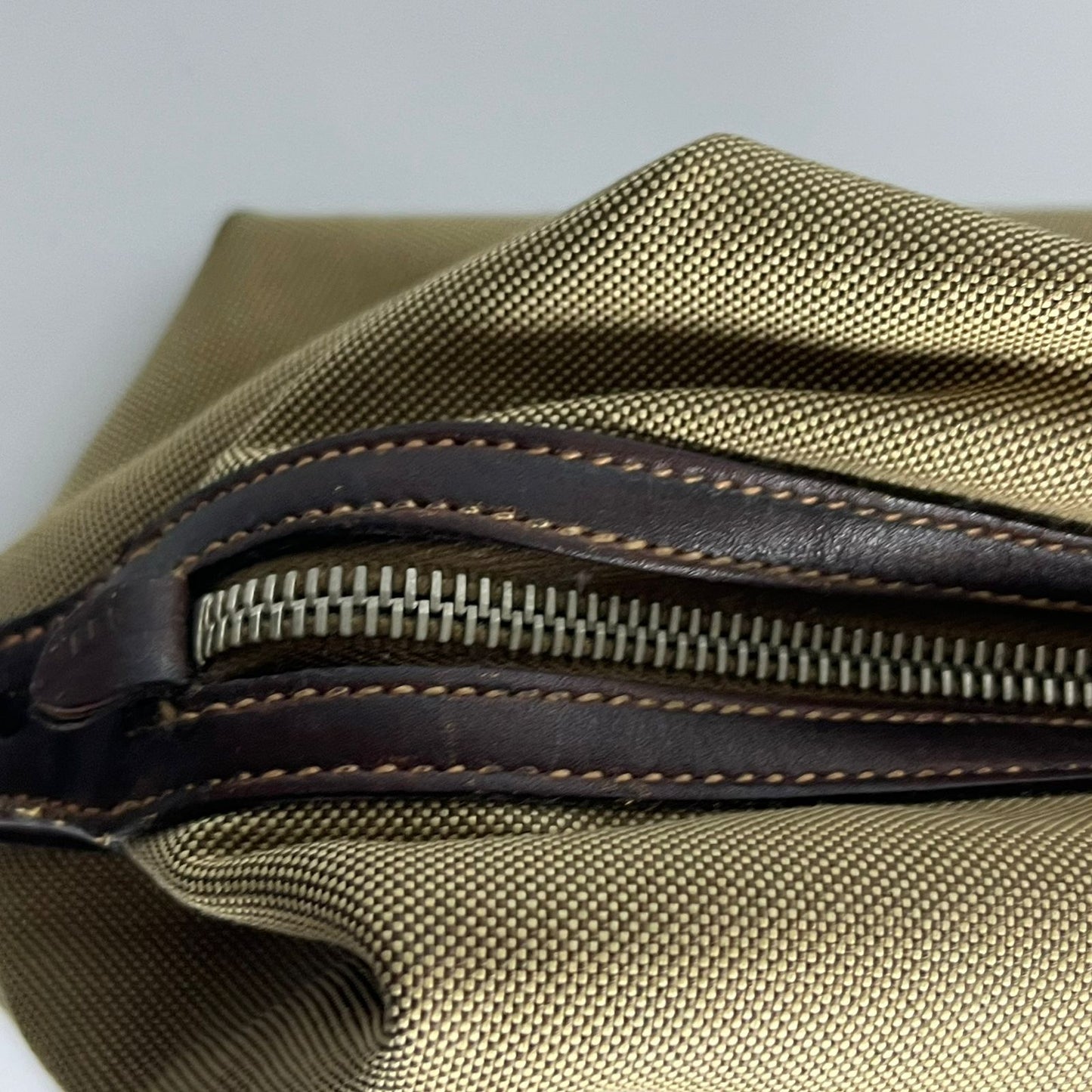 Prada Belted Boston Bag Beige (Brown Trim)