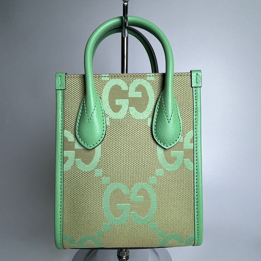 Gucci Mini Jumbo GG Vertical Tote Green