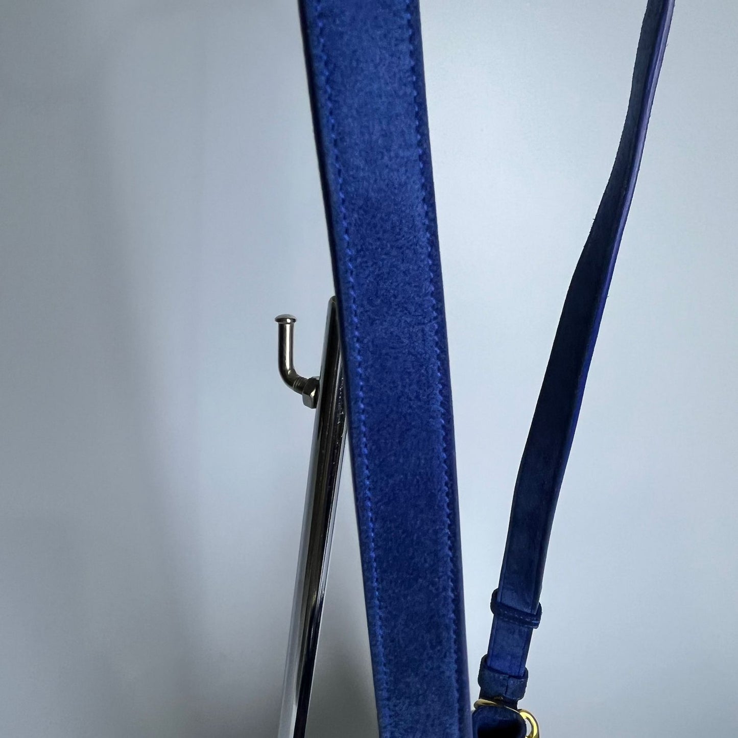YSL	Emmanuelle Fringe Bucket Blue Suede
