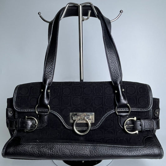 Ferragamo Black Gancini Velvet
