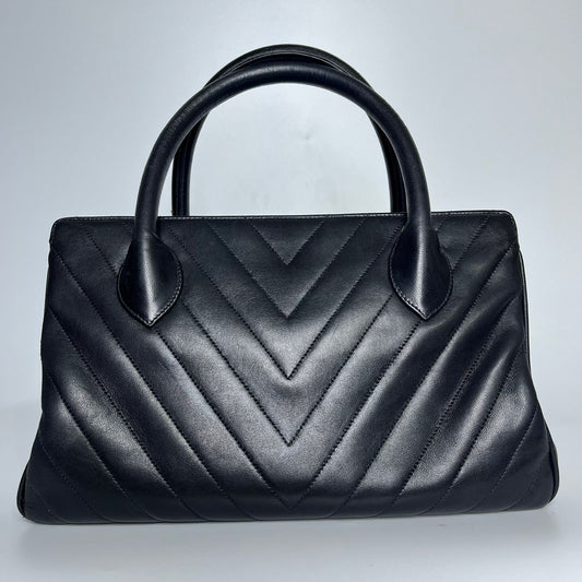 Chanel V-Stitch Top Handle Black (GHW)