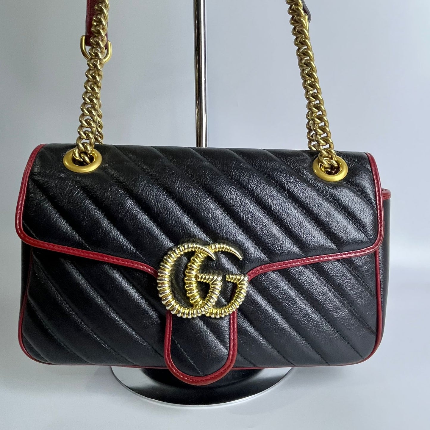 Gucci Marmont Flap Black with Red Trims