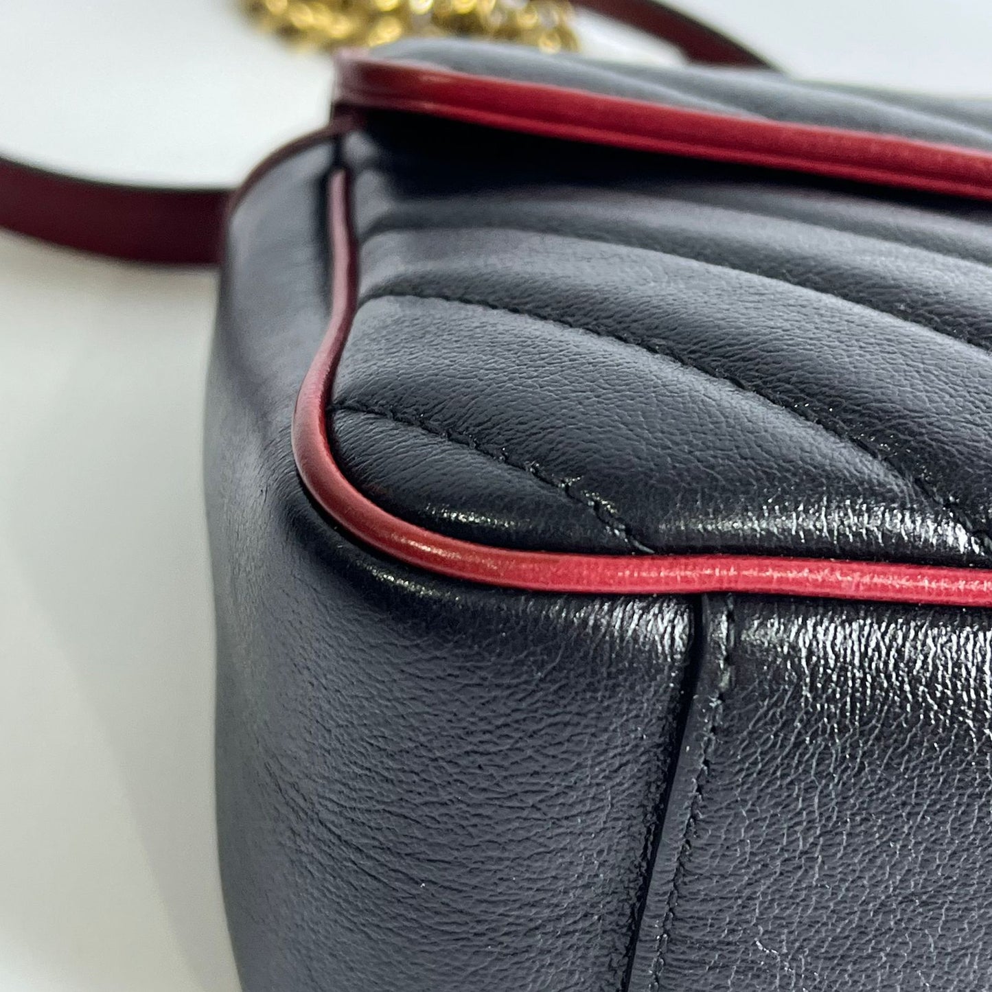Gucci Marmont Flap Black with Red Trims