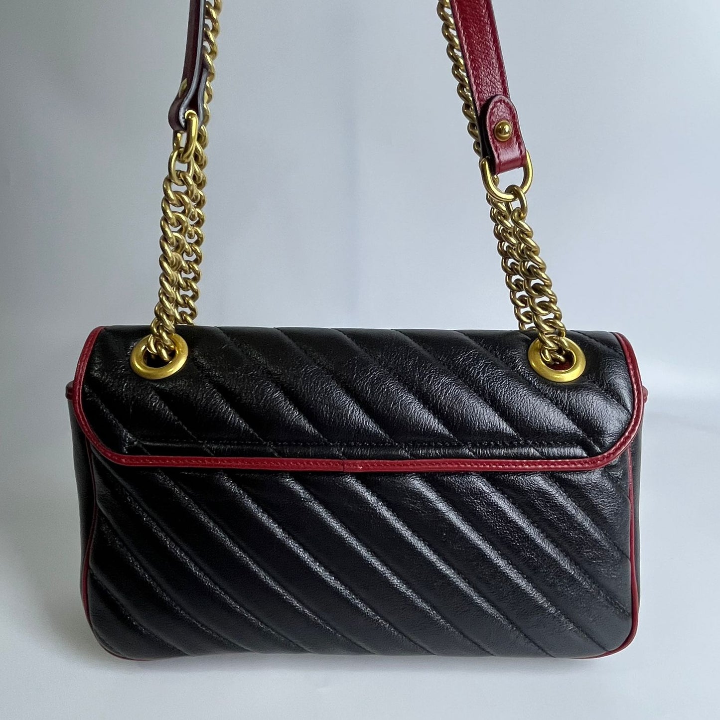 Gucci Marmont Flap Black with Red Trims