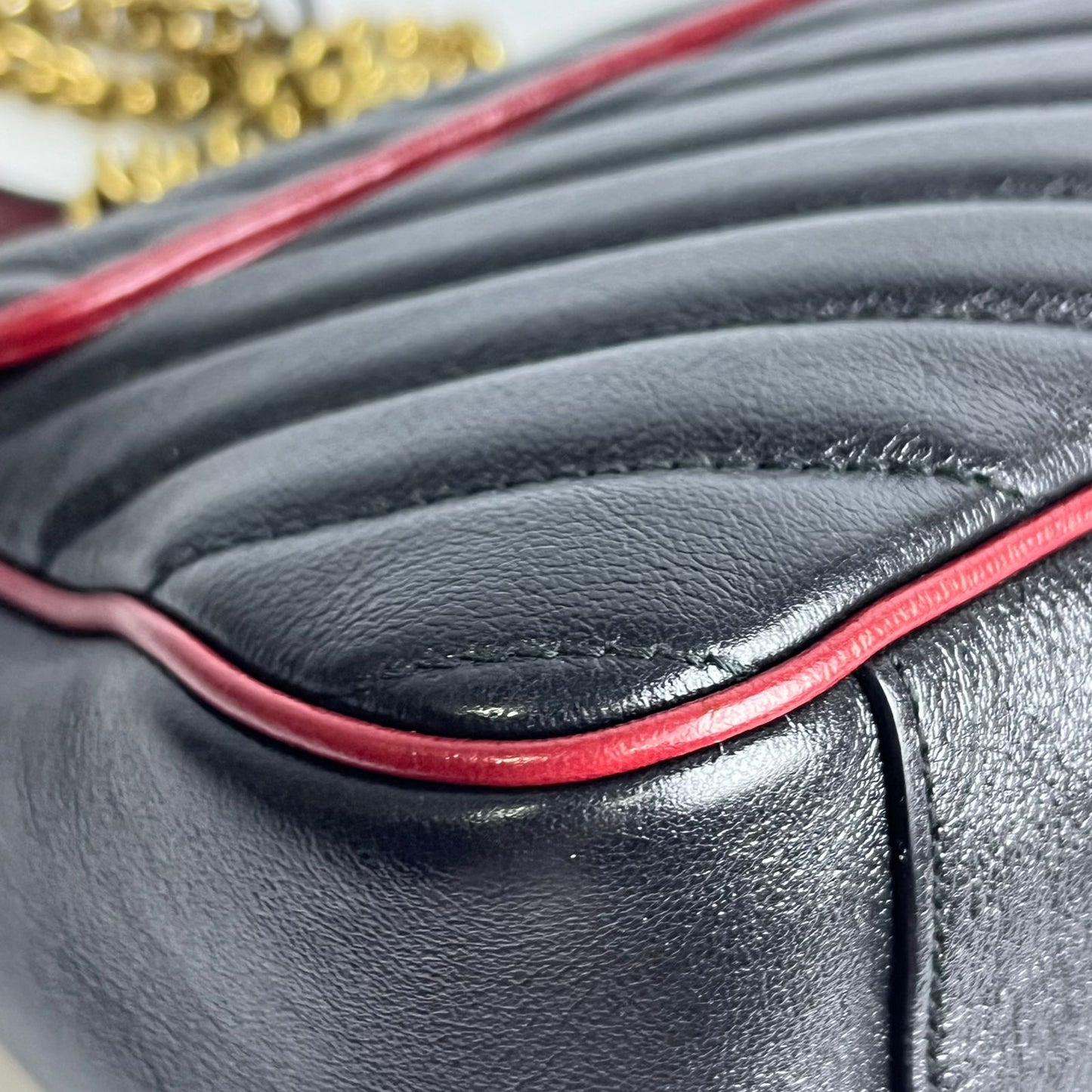 Gucci Marmont Flap Black with Red Trims