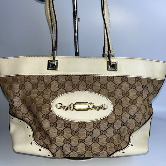 Gucci GG Canvas Punch Tote Bag White