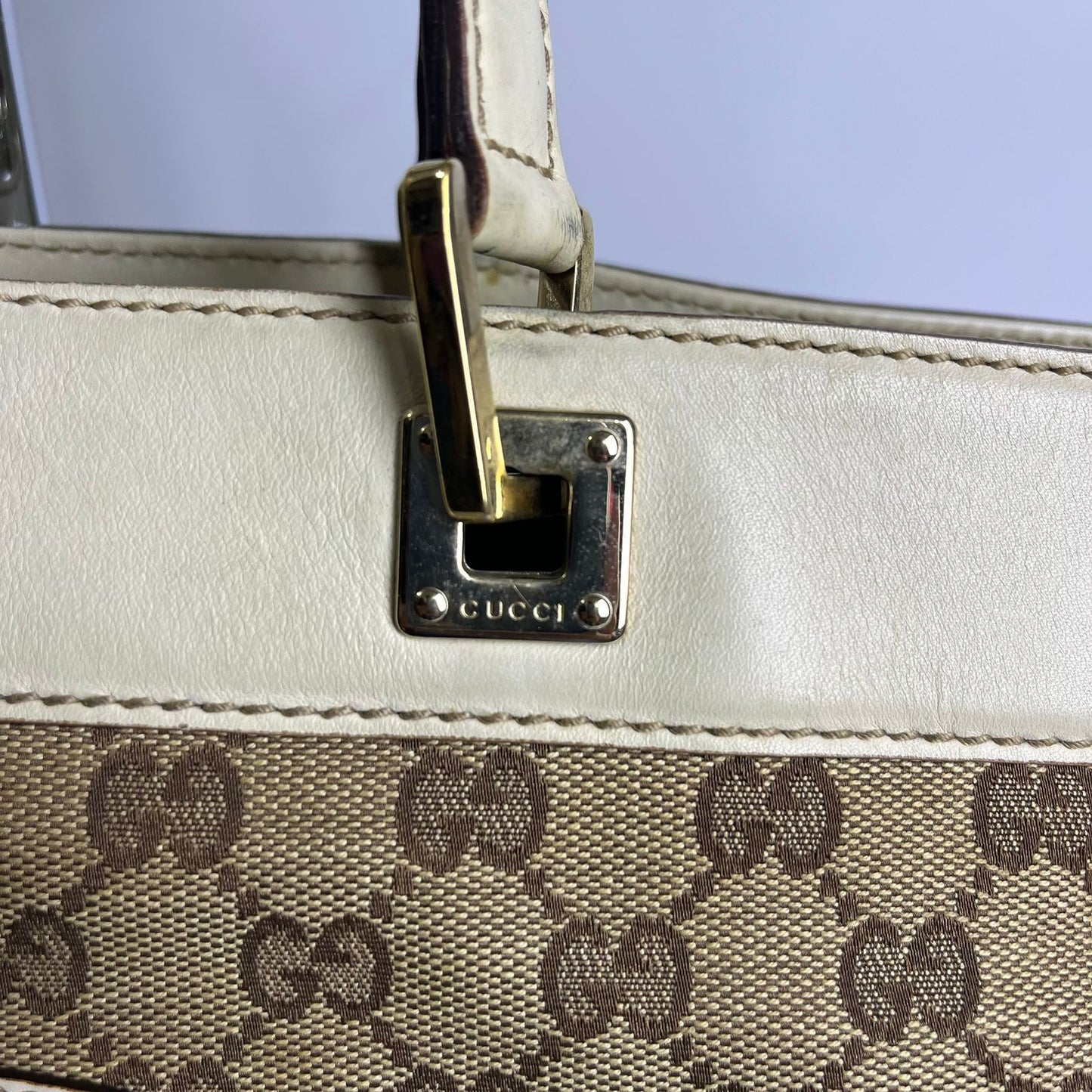 Gucci GG Canvas Punch Tote Bag White