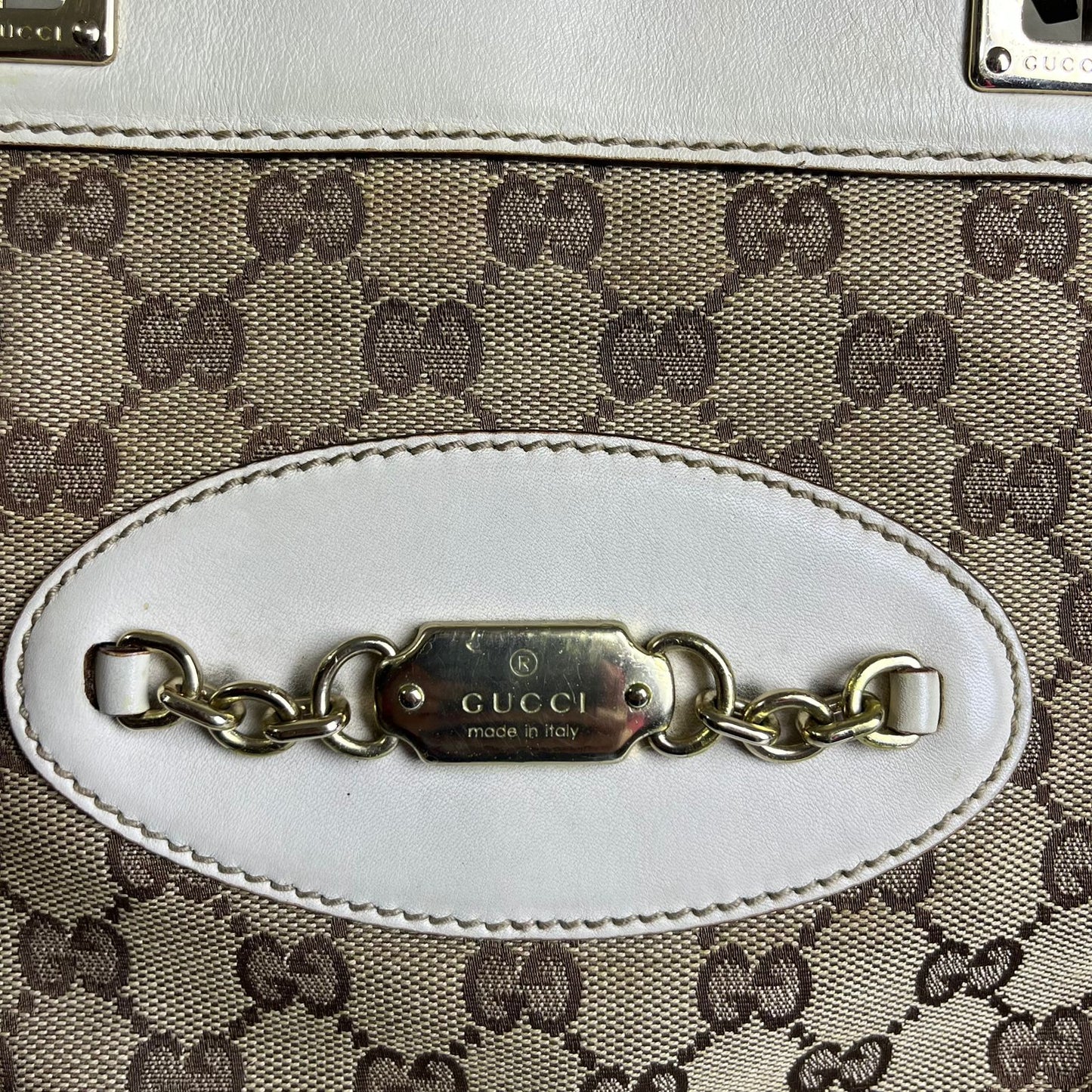 Gucci GG Canvas Punch Tote Bag White