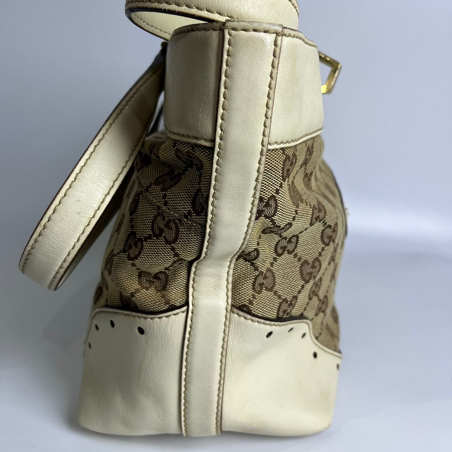 Gucci GG Canvas Punch Tote Bag White
