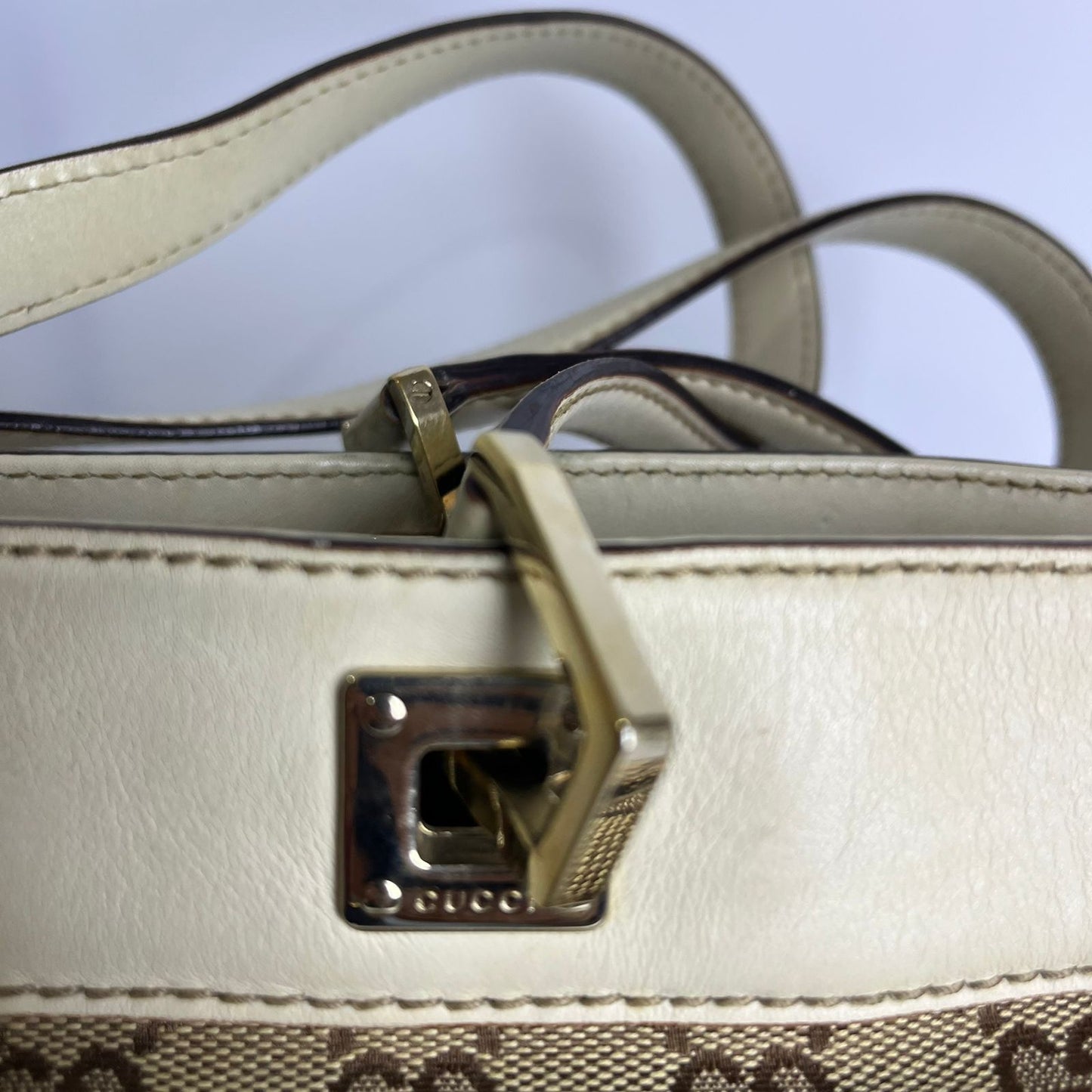 Gucci GG Canvas Punch Tote Bag White