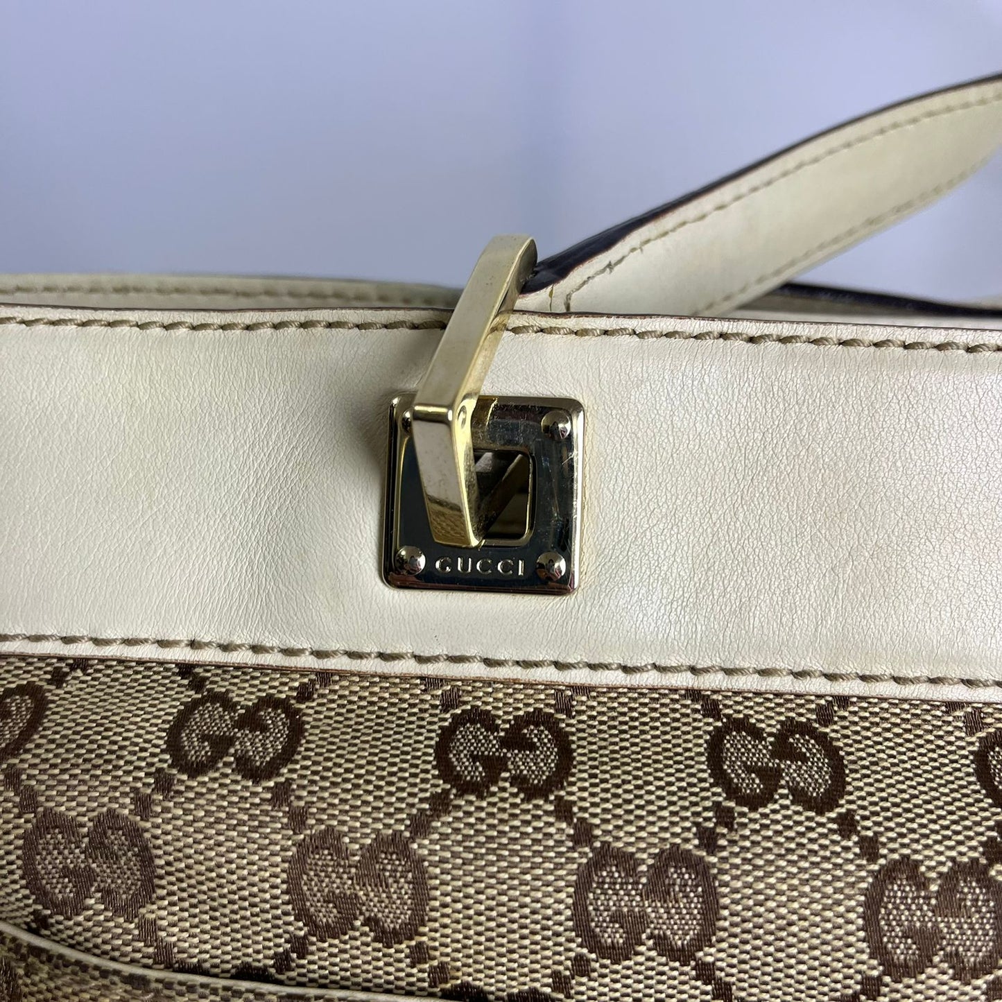Gucci GG Canvas Punch Tote Bag White