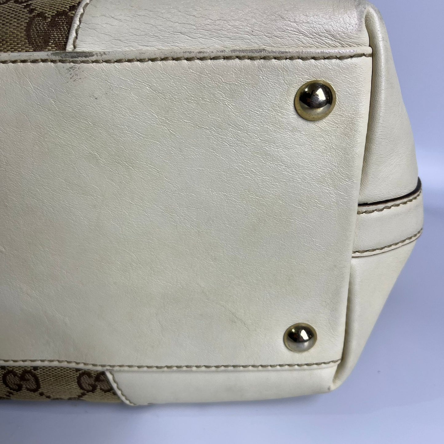 Gucci GG Canvas Punch Tote Bag White