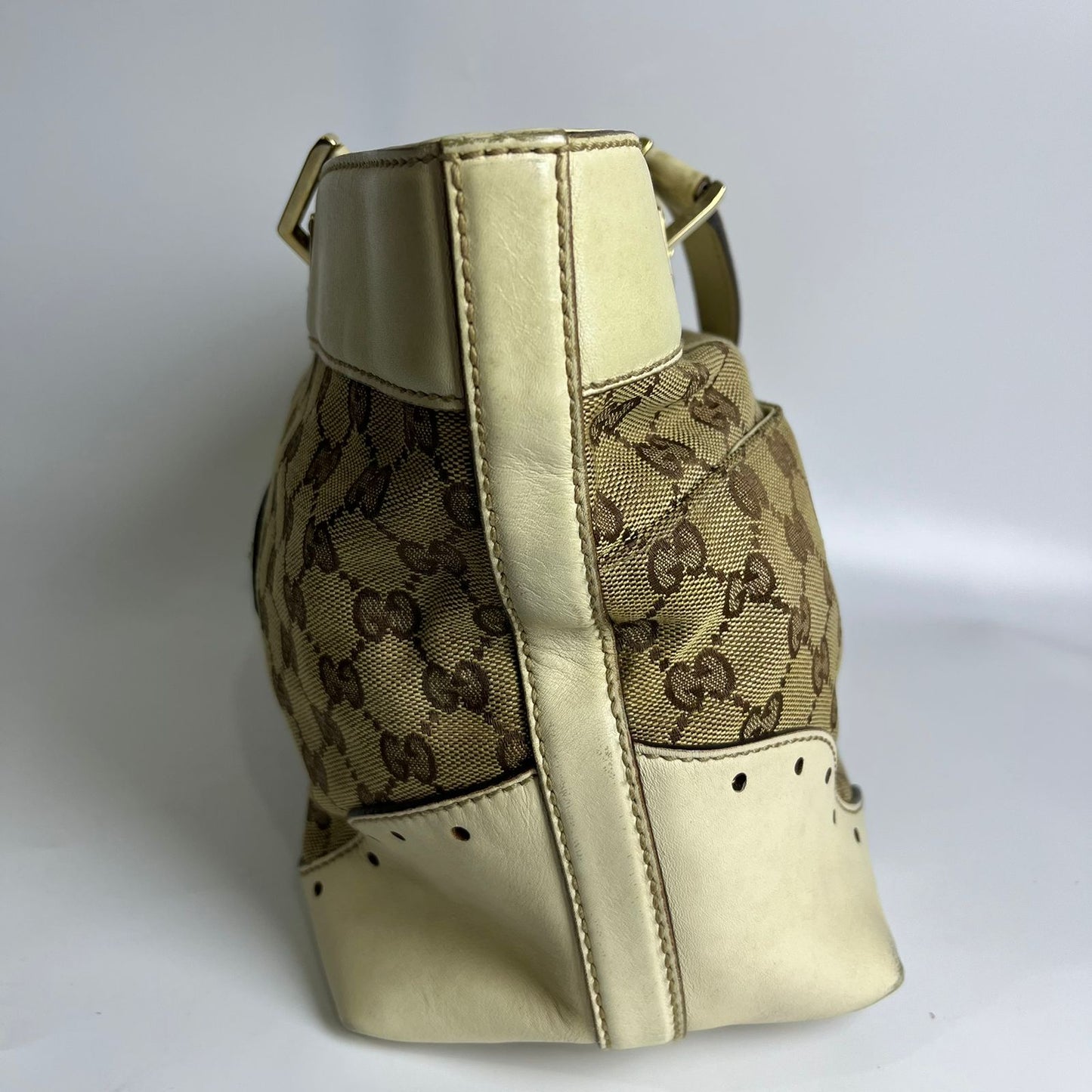 Gucci GG Canvas Punch Tote Bag White
