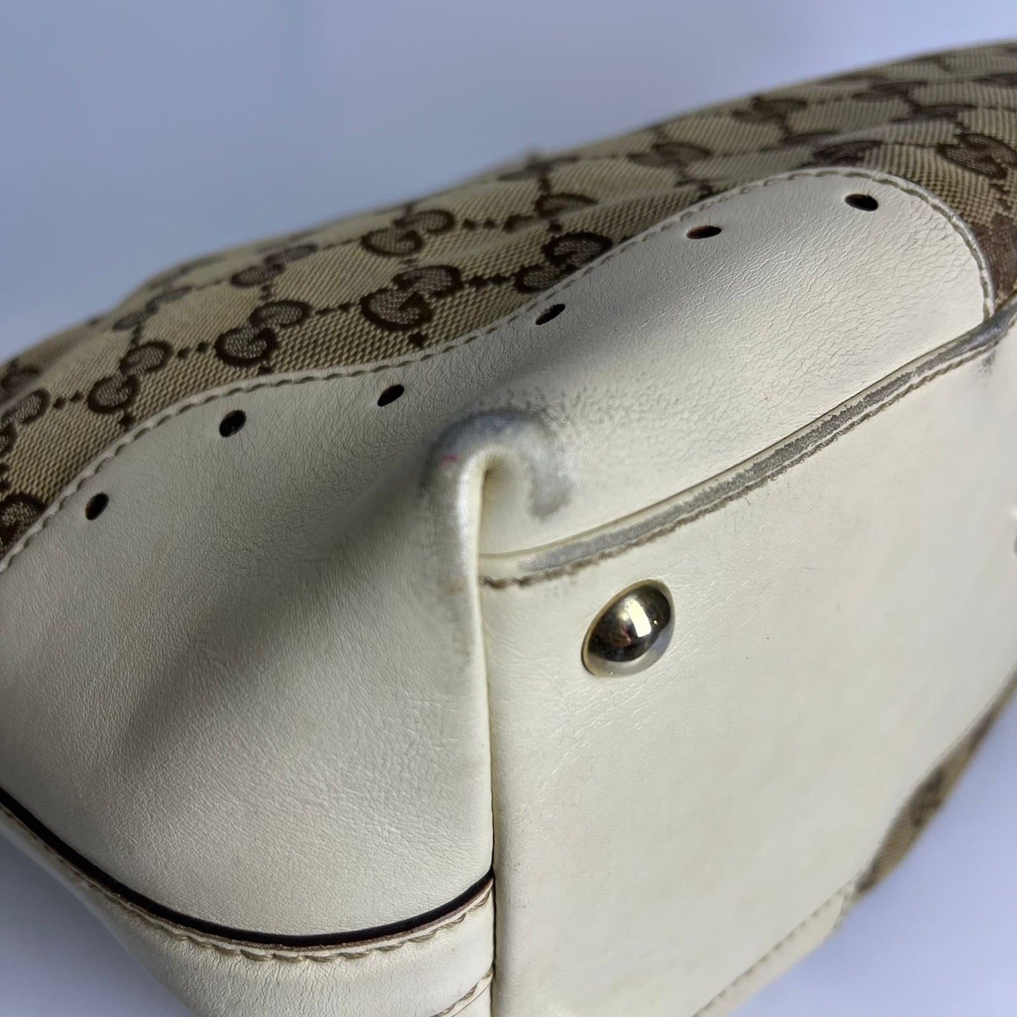 Gucci GG Canvas Punch Tote Bag White