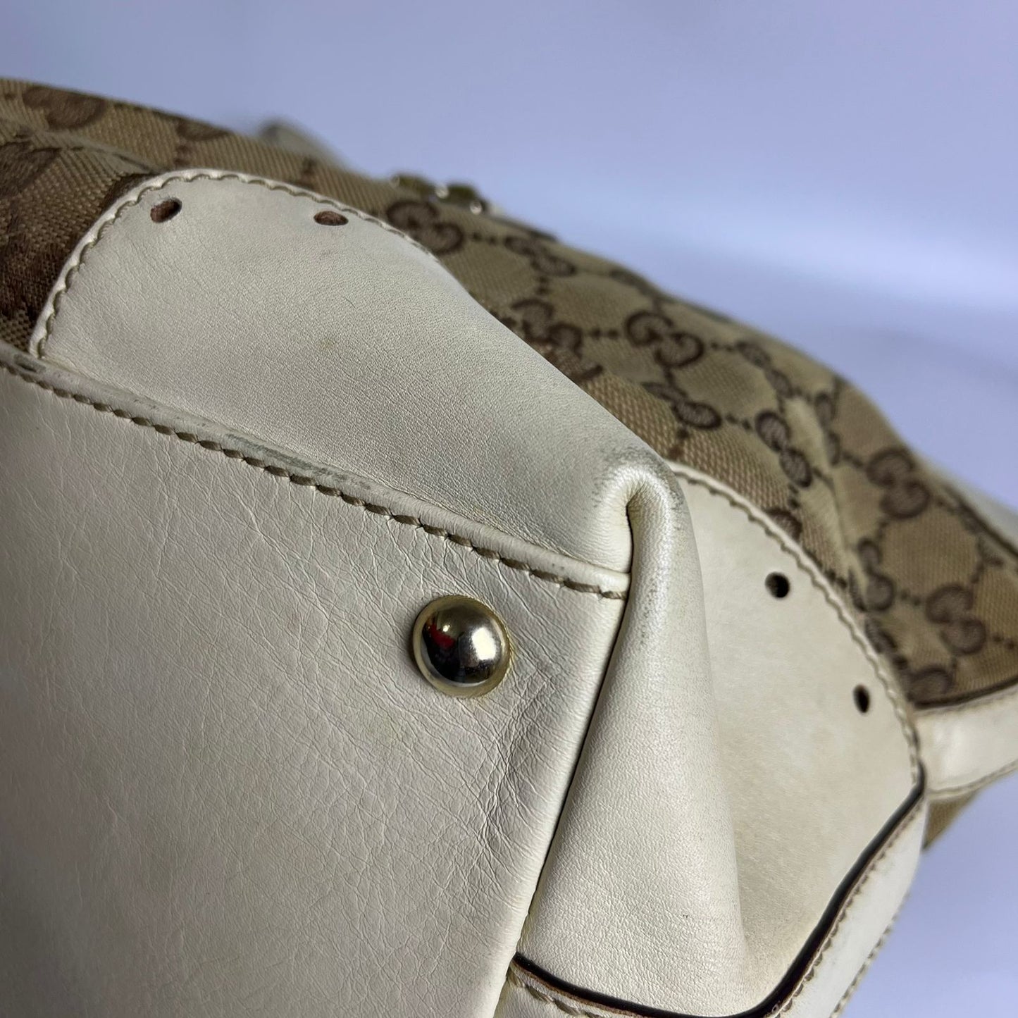 Gucci GG Canvas Punch Tote Bag White