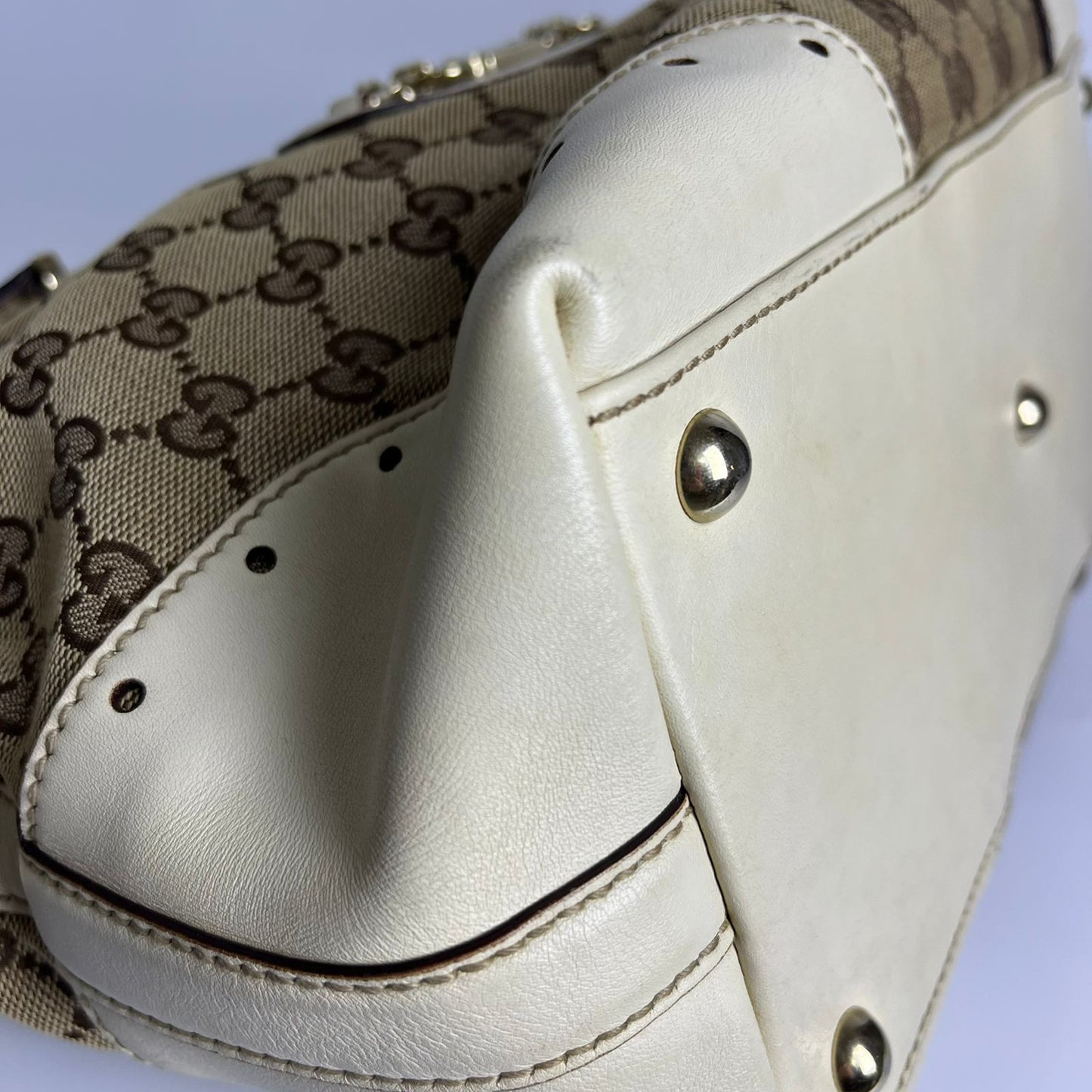Gucci GG Canvas Punch Tote Bag White