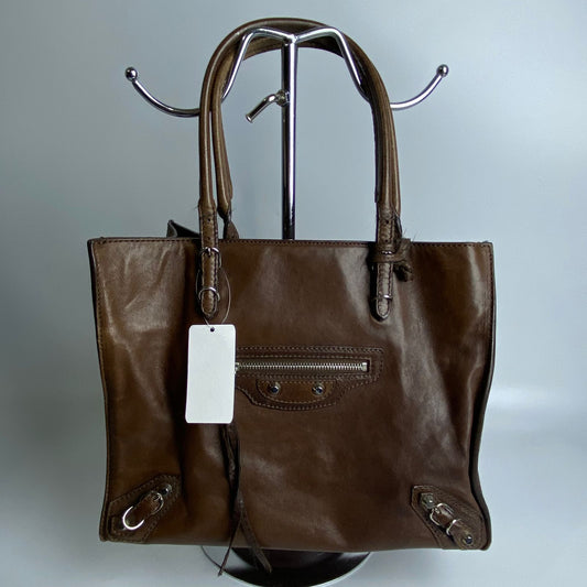 Balenciaga Castagna Lambskin Leather Mini Tote