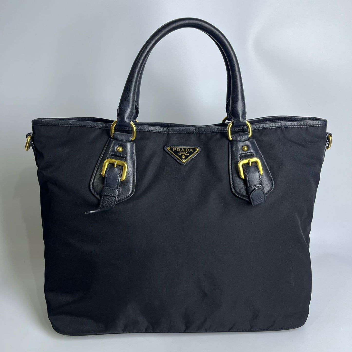Prada Nylon Tote Top Handle Black