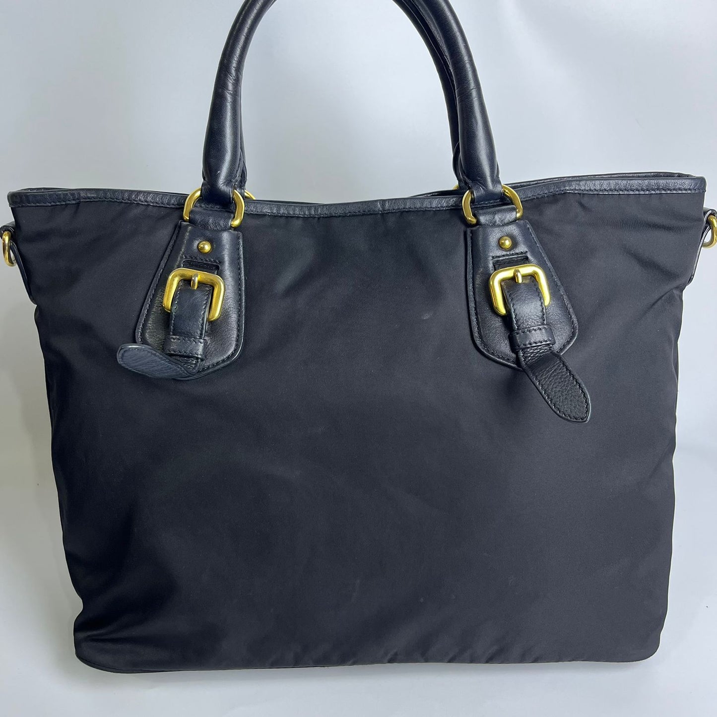 Prada Nylon Tote Top Handle Black