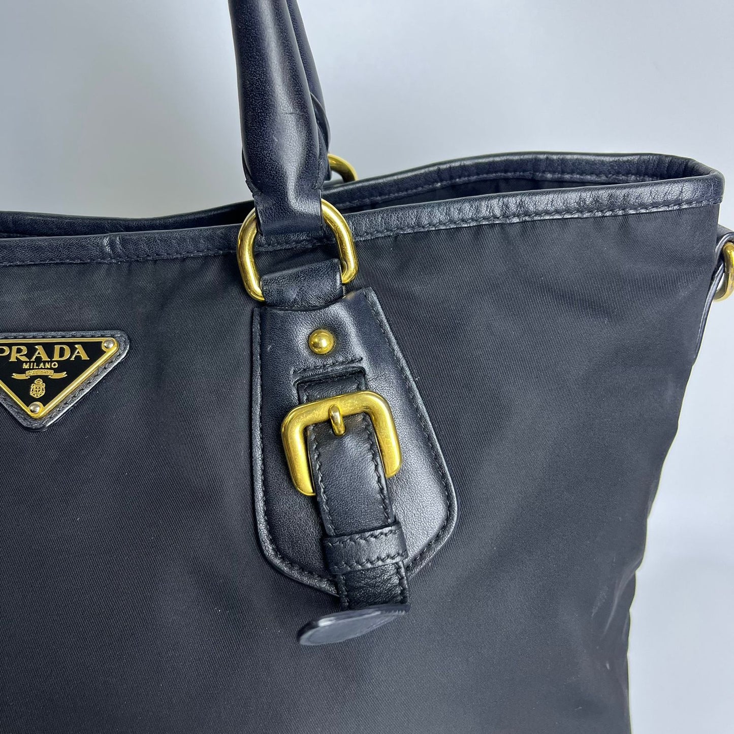 Prada Nylon Tote Top Handle Black
