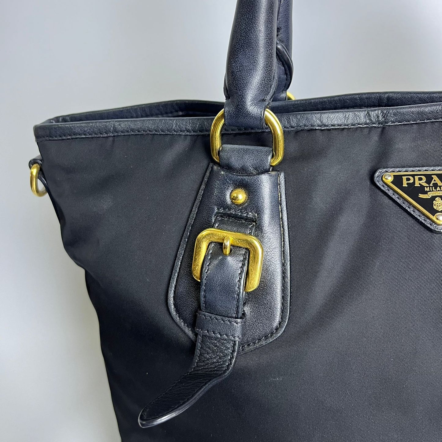 Prada Nylon Tote Top Handle Black