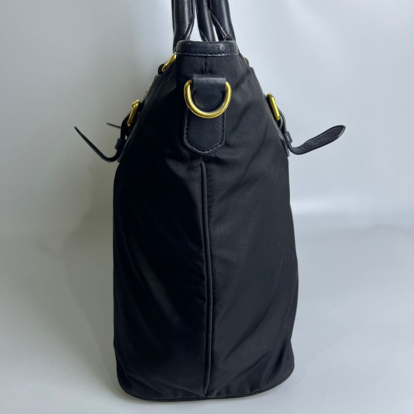 Prada Nylon Tote Top Handle Black