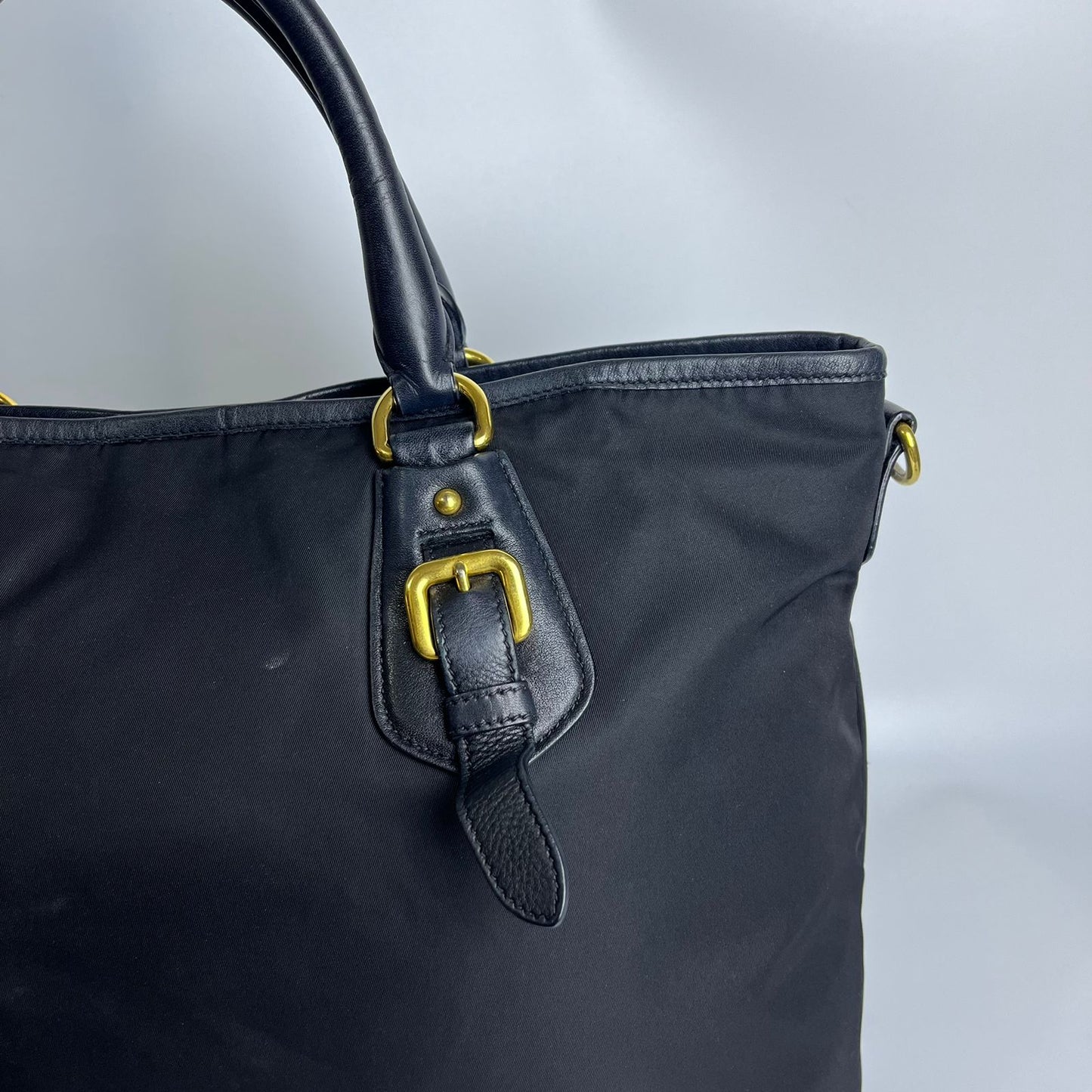 Prada Nylon Tote Top Handle Black