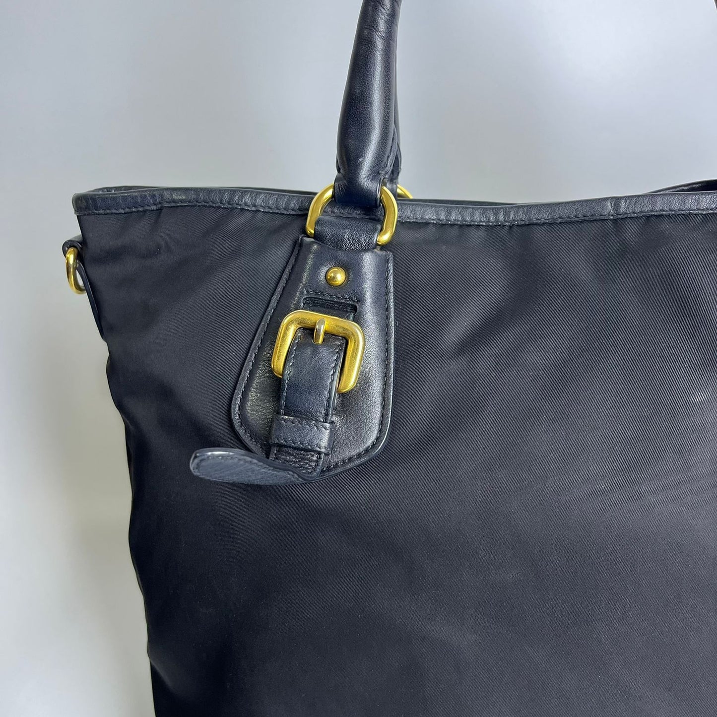 Prada Nylon Tote Top Handle Black