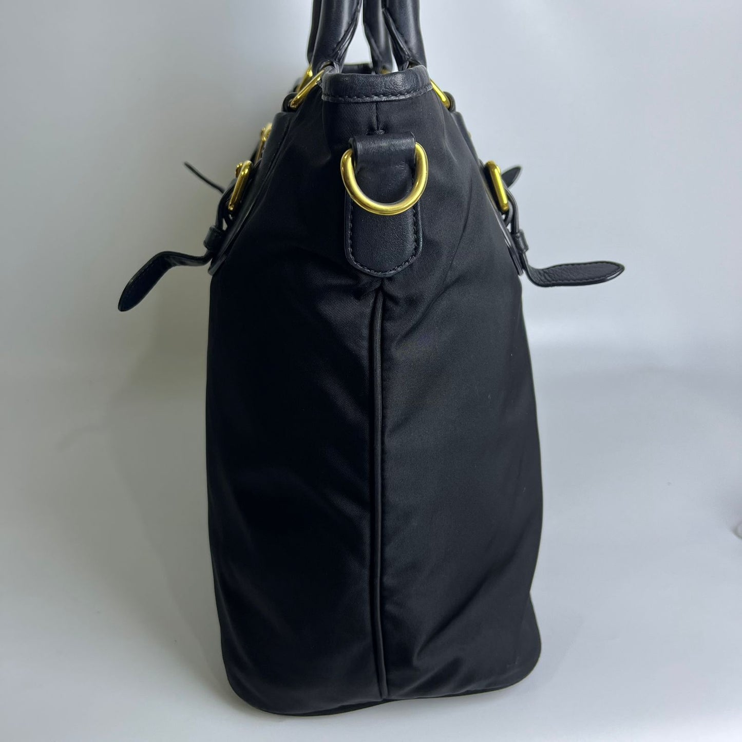 Prada Nylon Tote Top Handle Black