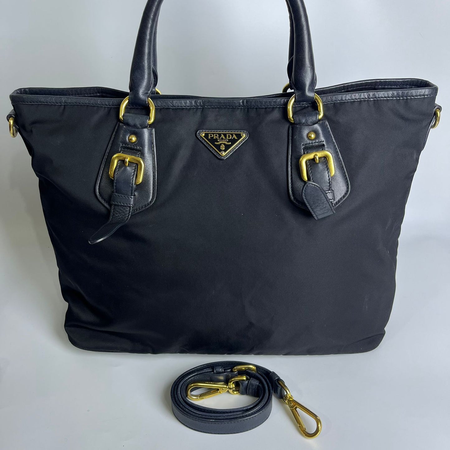 Prada Nylon Tote Top Handle Black