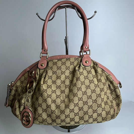 Gucci Sukey GG Canvas Handbag Pink Handle