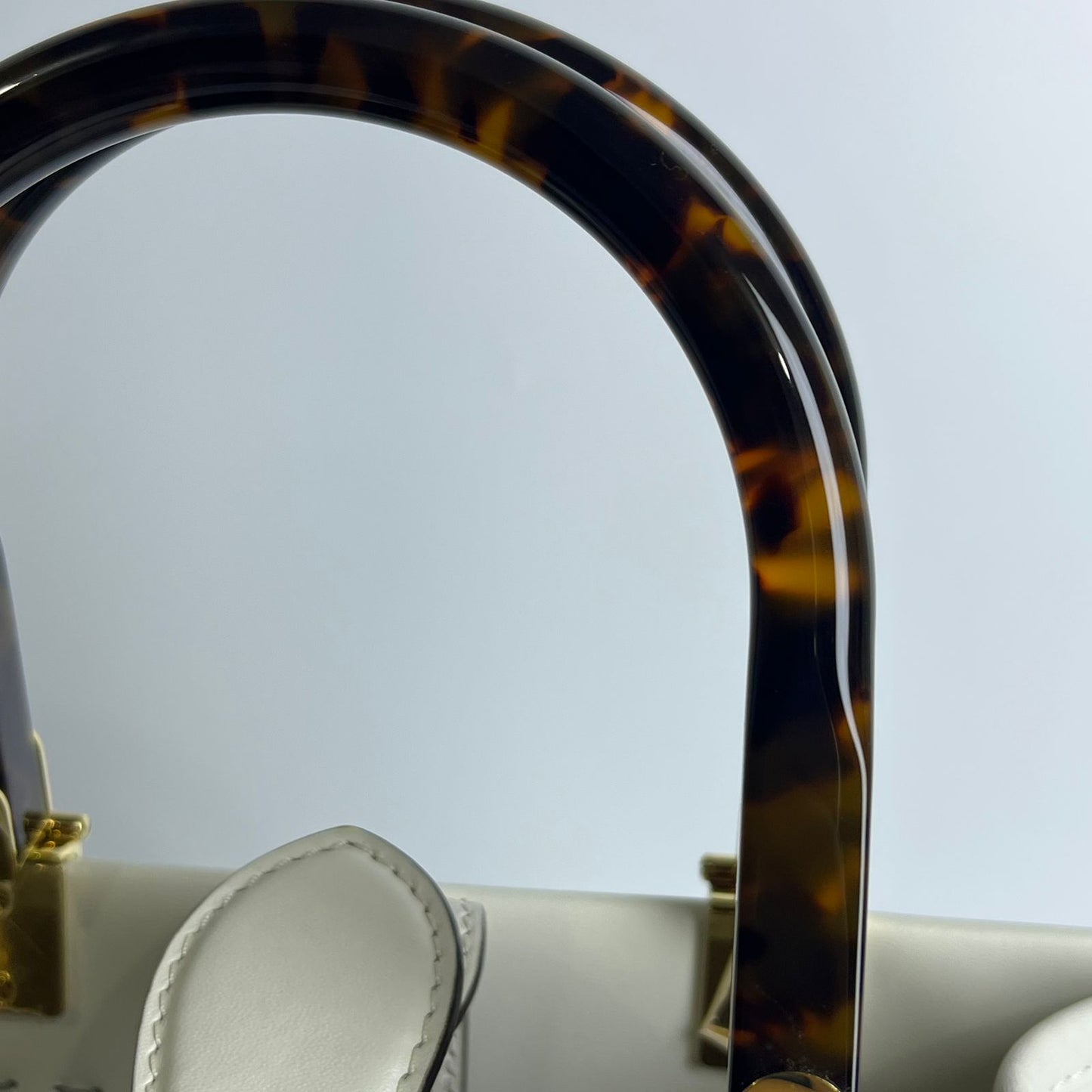 Fendi Sunshine Shopper Bag White, Tortoiseshell Plexiglass Handles