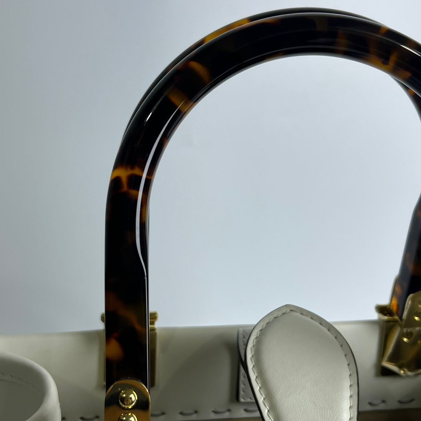 Fendi Sunshine Shopper Bag White, Tortoiseshell Plexiglass Handles