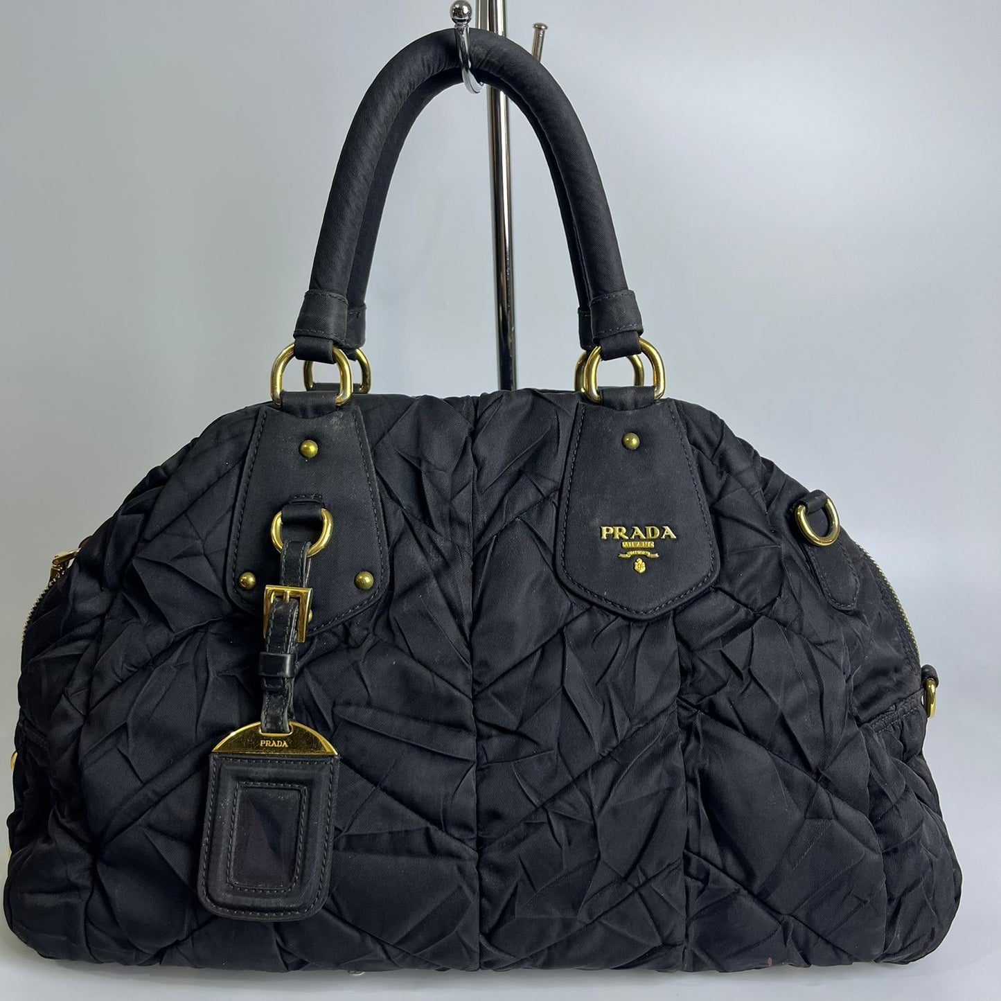 Prada Tessuto Nylon Quiltin Bauletto Black