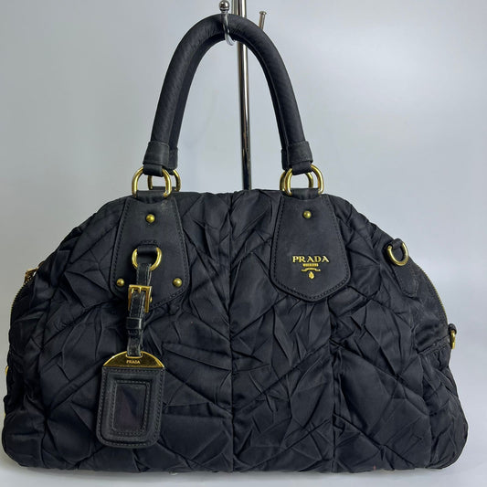 Prada Tessuto Nylon Quiltin Bauletto Black