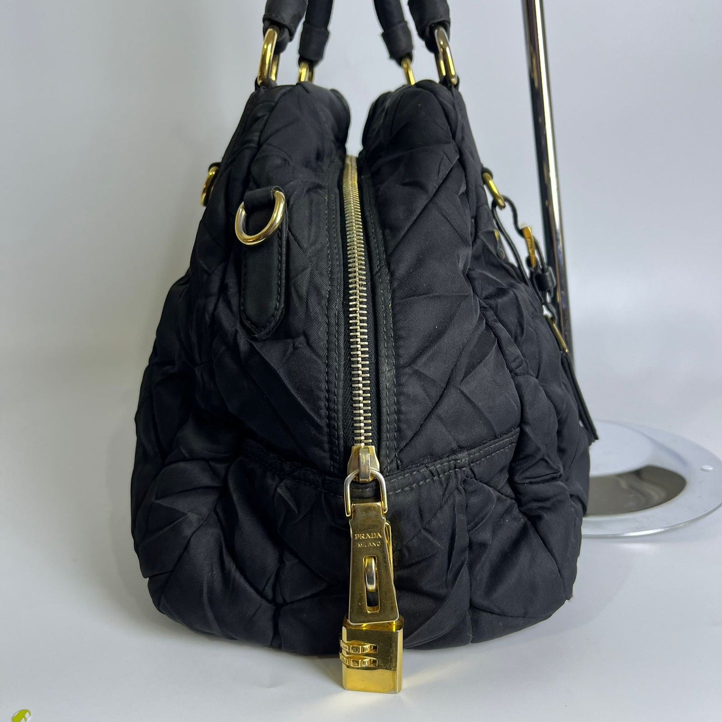 Prada Tessuto Nylon Quiltin Bauletto Black