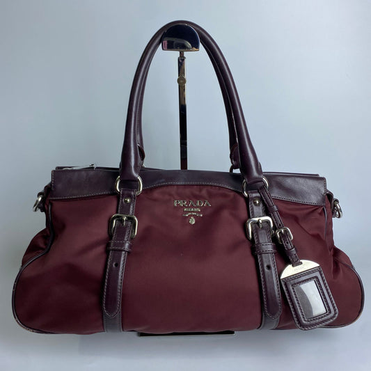 Prada Tessuto Nylon Satchel Burgundy