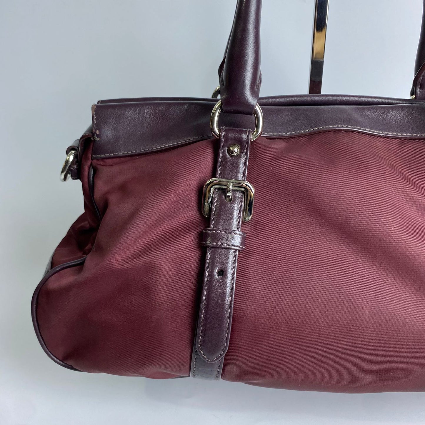 Prada Tessuto Nylon Satchel Burgundy
