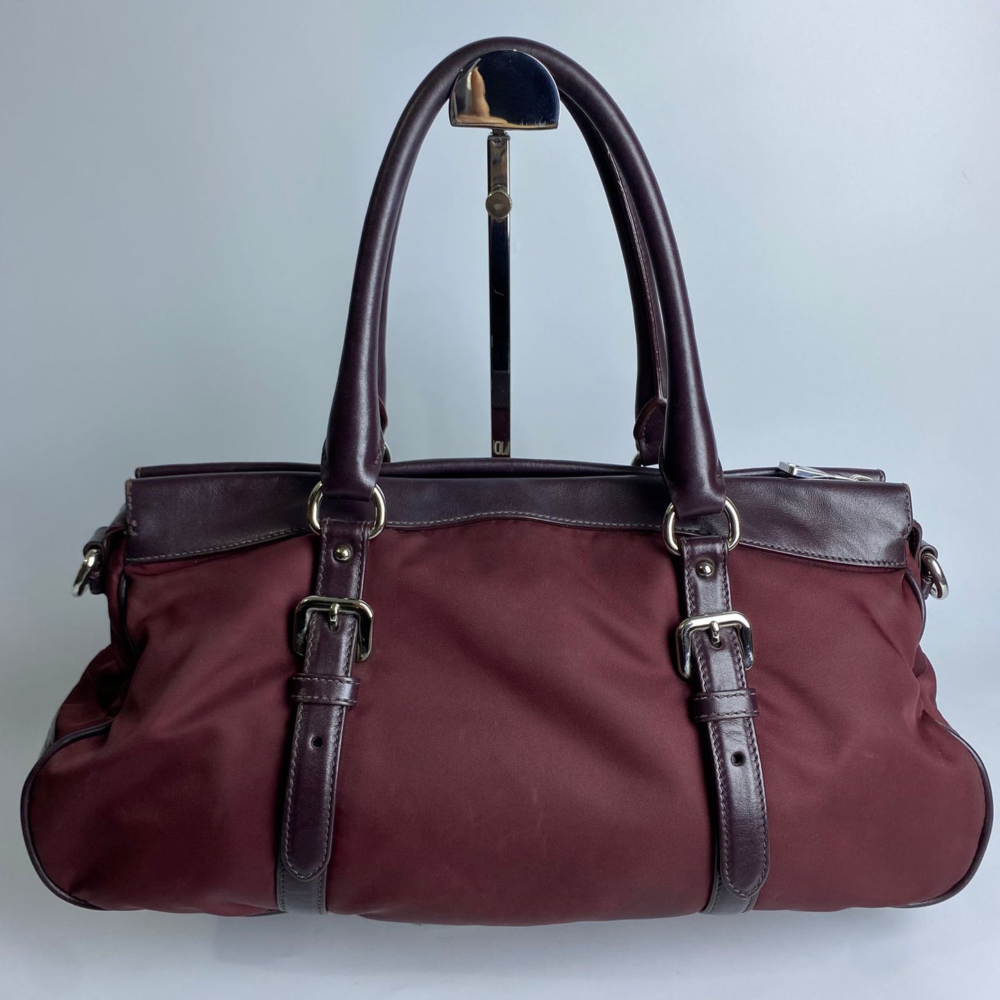 Prada Tessuto Nylon Satchel Burgundy