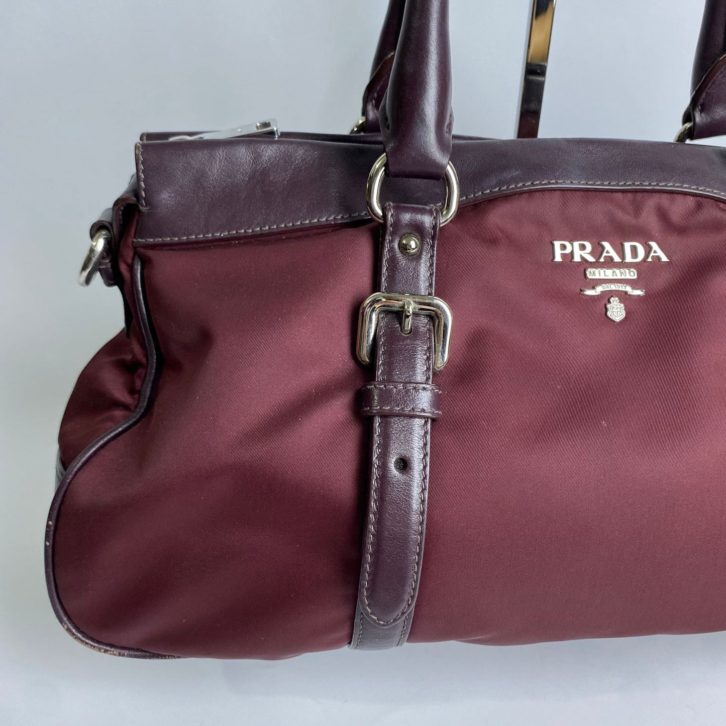 Prada Tessuto Nylon Satchel Burgundy